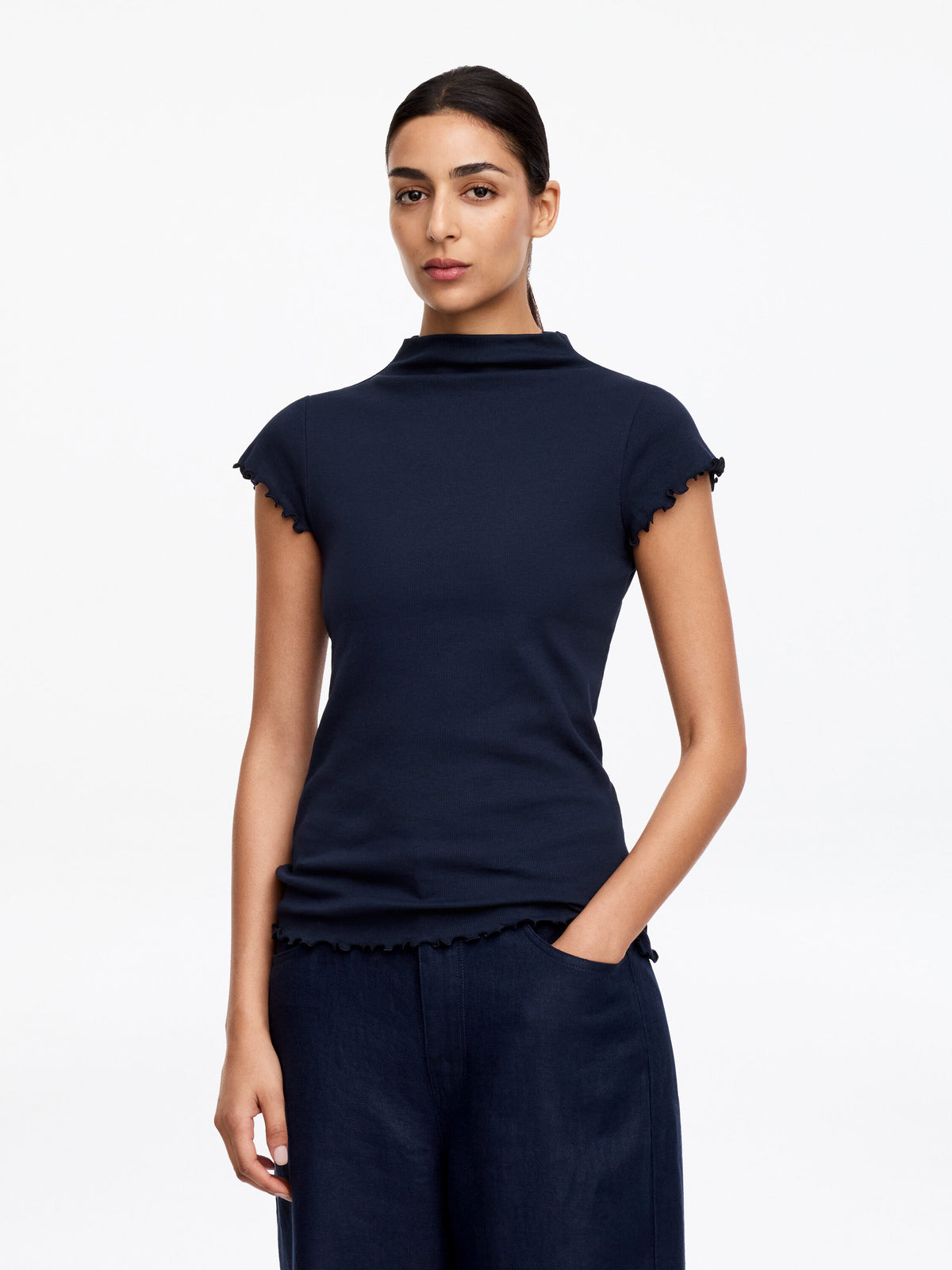 Turtleneck T-Shirt - Blue