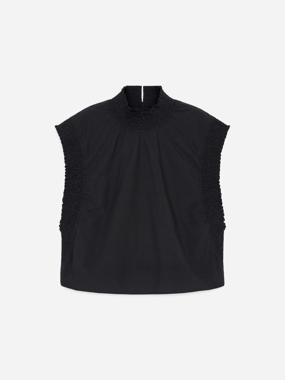 Smocked Cotton Poplin Top - Black - Image 5