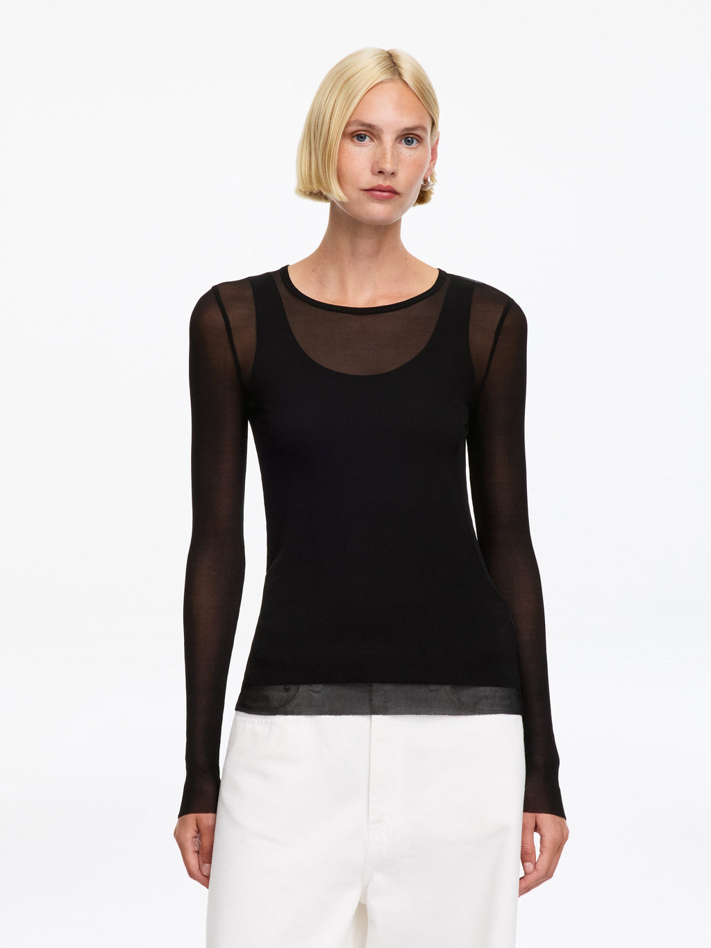 Slim Silk Top - Black