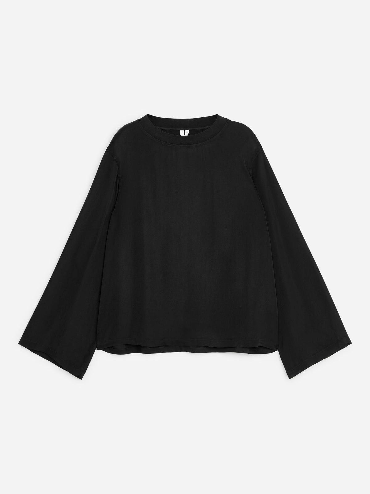 Long-Sleeve Satin Top - Black - Image 5