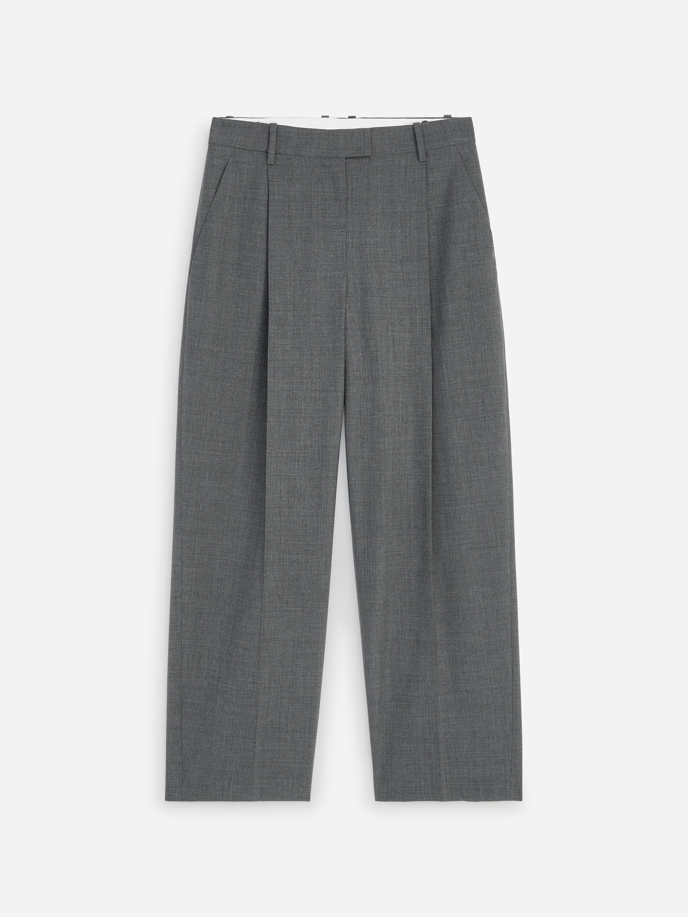Pleated Wool-blend Trousers - Grey - Image 6