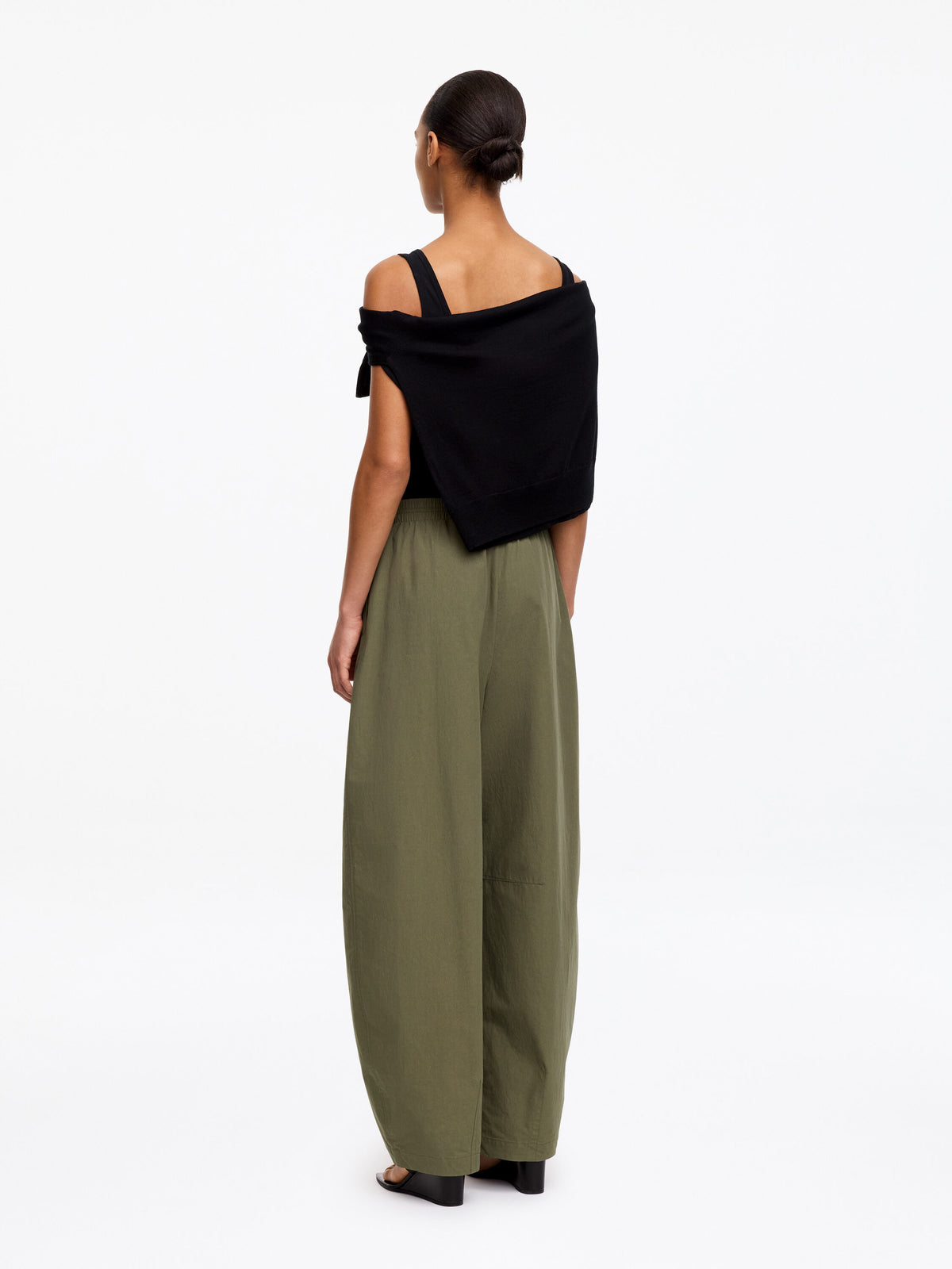 Barrel-Leg Cotton Trousers - Green - Image 3