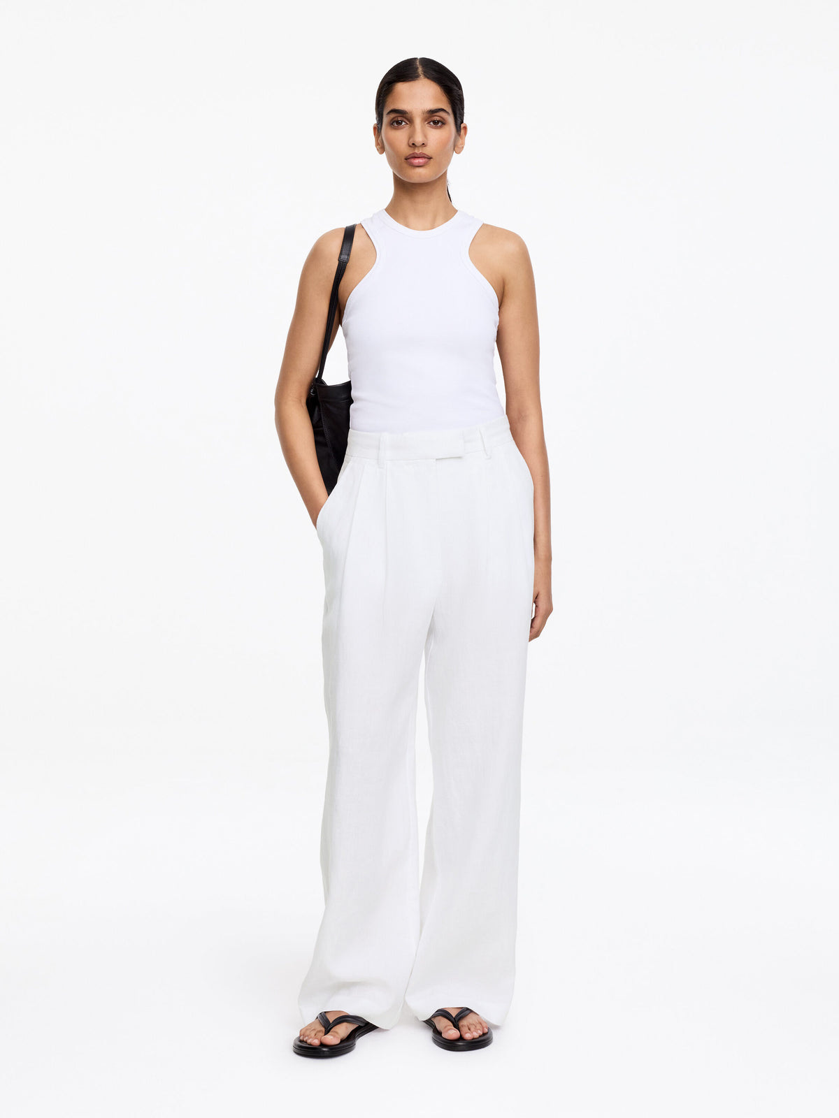 Tailored Linen Trousers - White