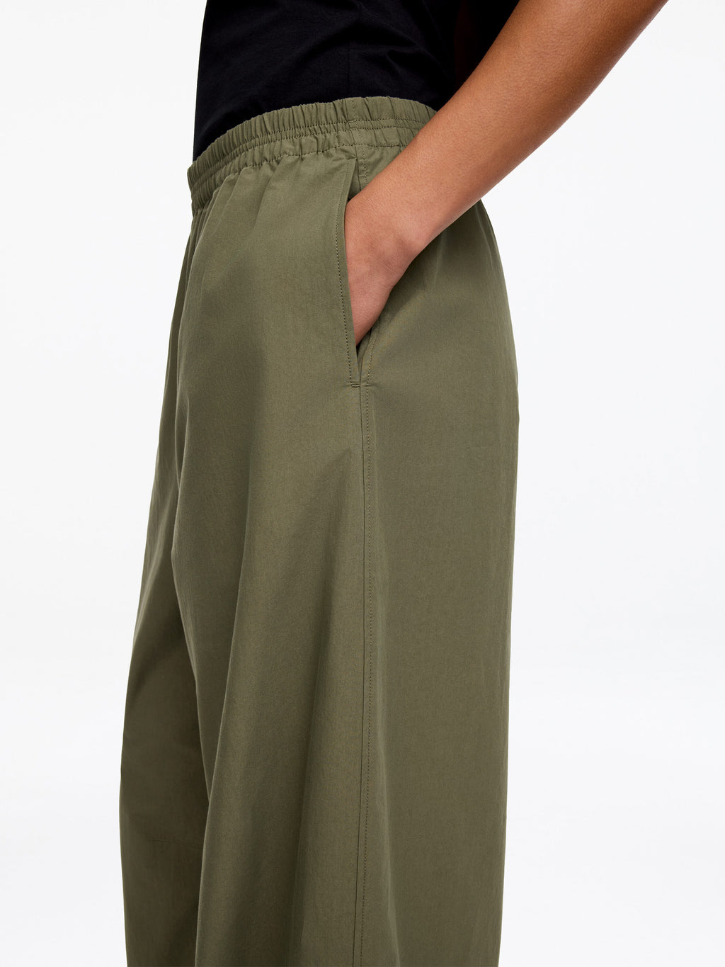 Barrel-Leg Cotton Trousers - Green - Image 4