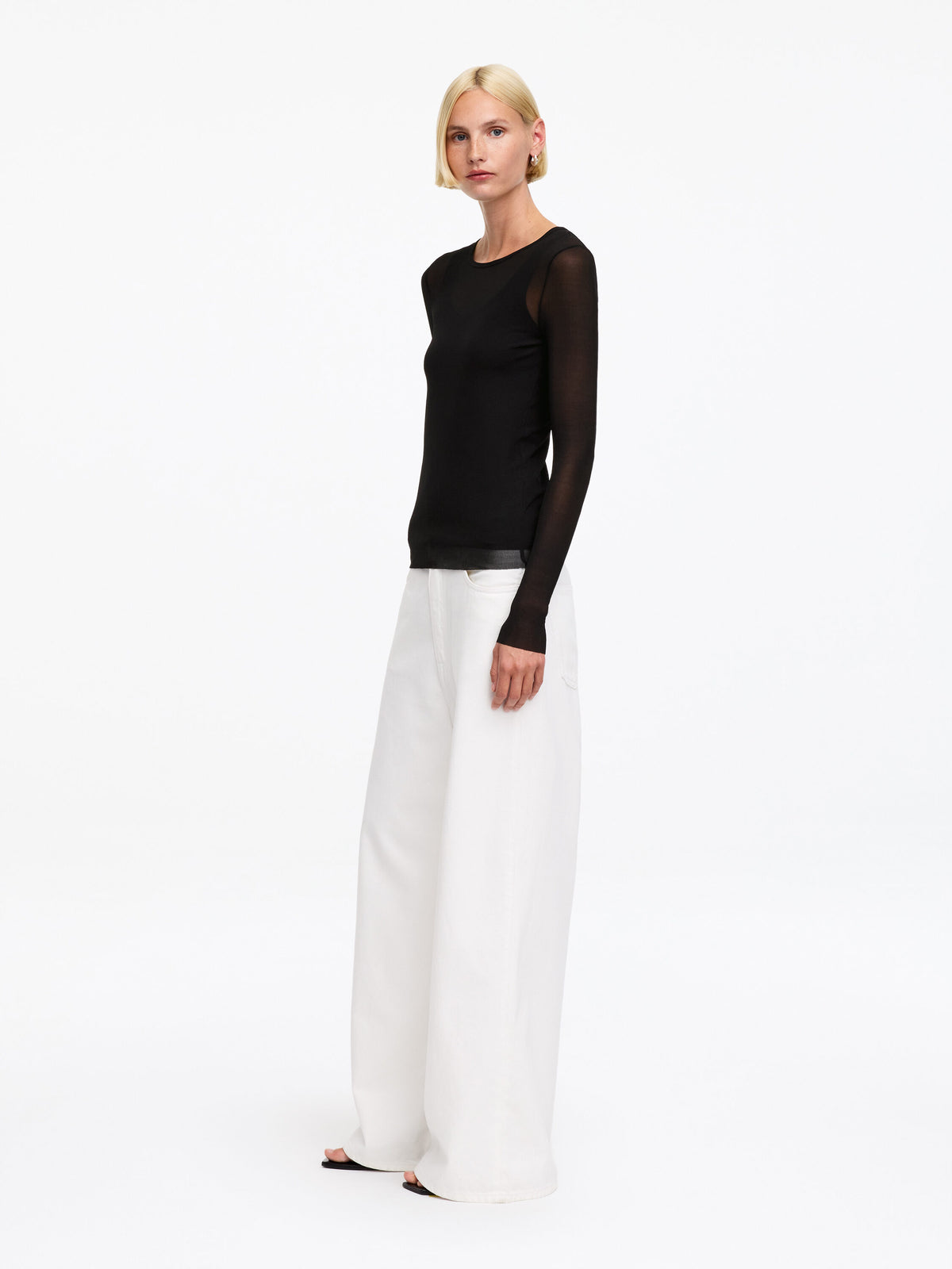 Slim Silk Top - Black - Image 2