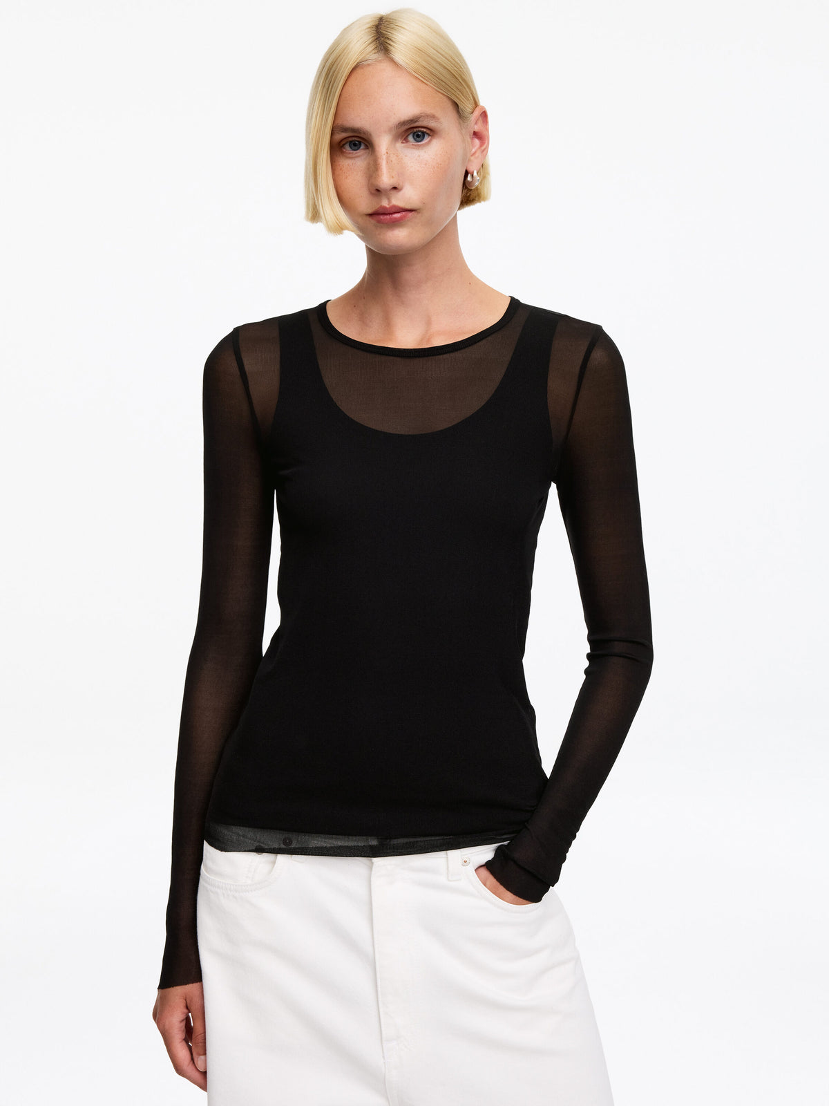Slim Silk Top - Black - Image 4