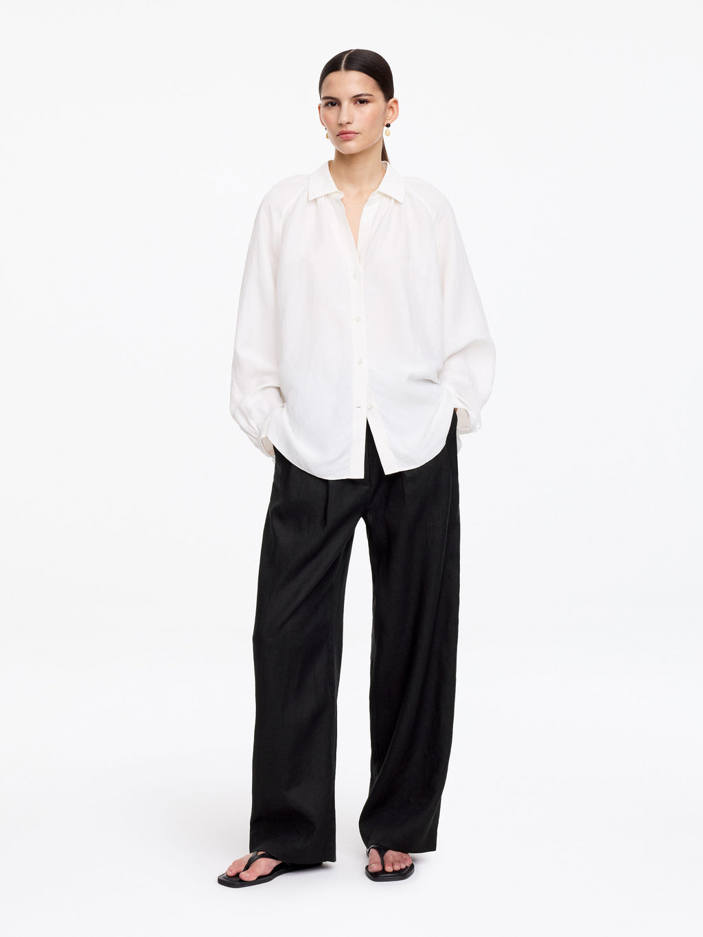Tailored Linen Trousers - Black