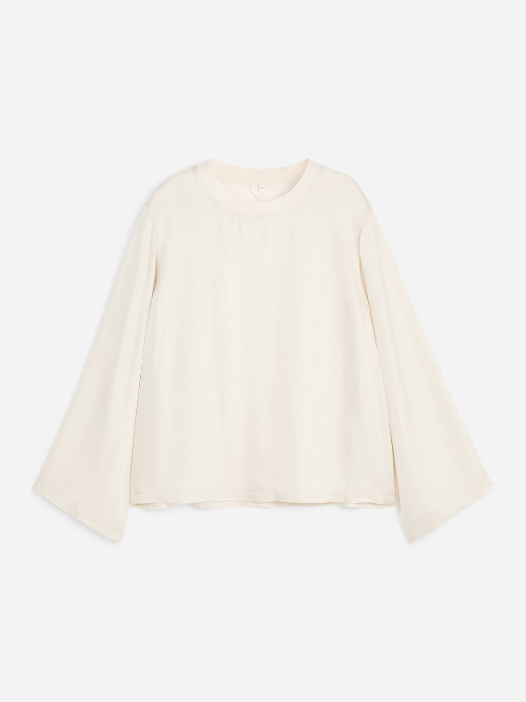 Long-Sleeve Satin Top - White - Image 5