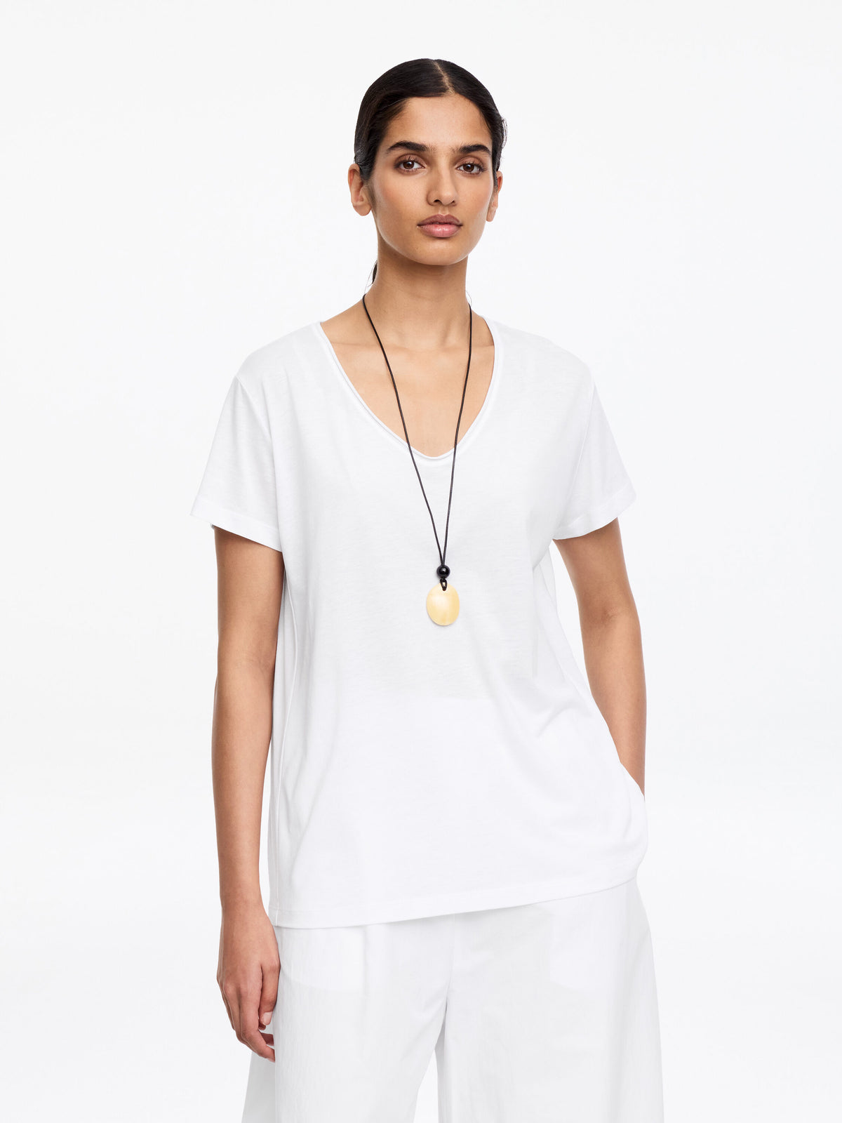 Scoop-neck T-shirt - White