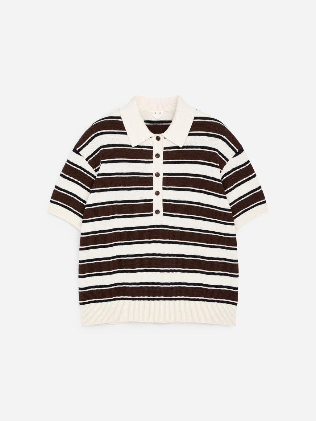 Short-Sleeve Cotton Polo Shirt - Brown - Image 5