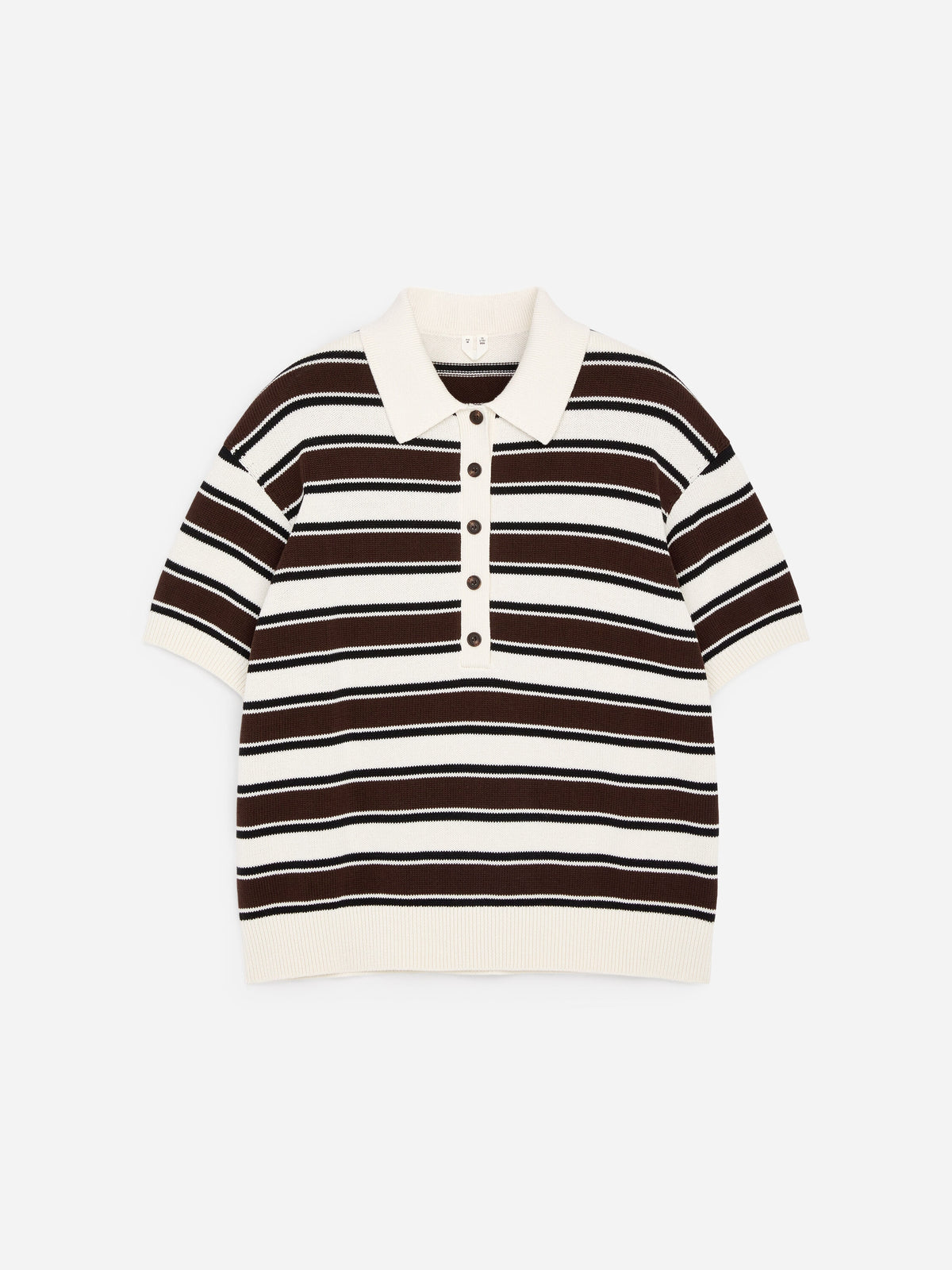 Short-Sleeve Cotton Polo Shirt - Brown - Image 5