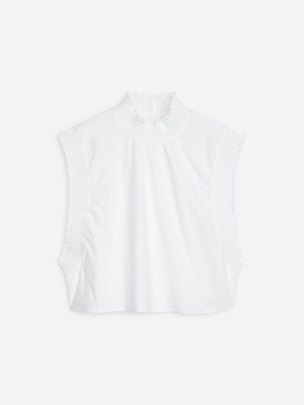 Smocked Cotton Poplin Top - White - Image 5