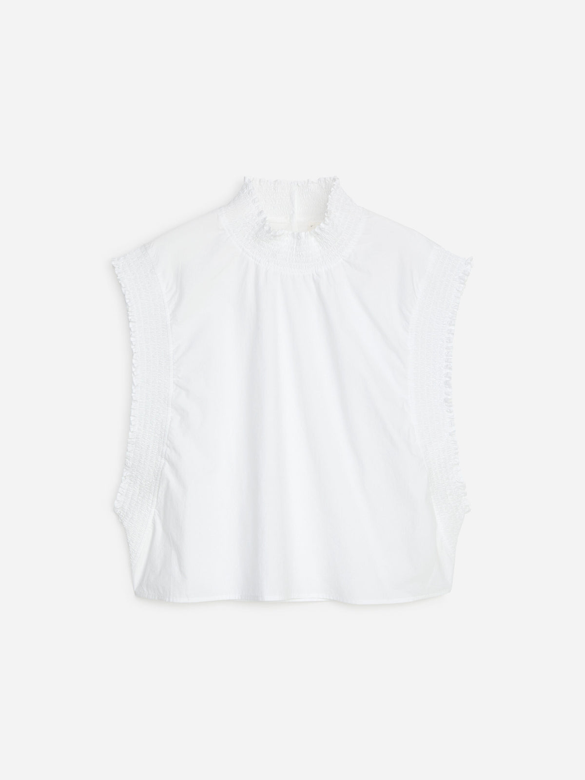 Smocked Cotton Poplin Top - White - Image 5