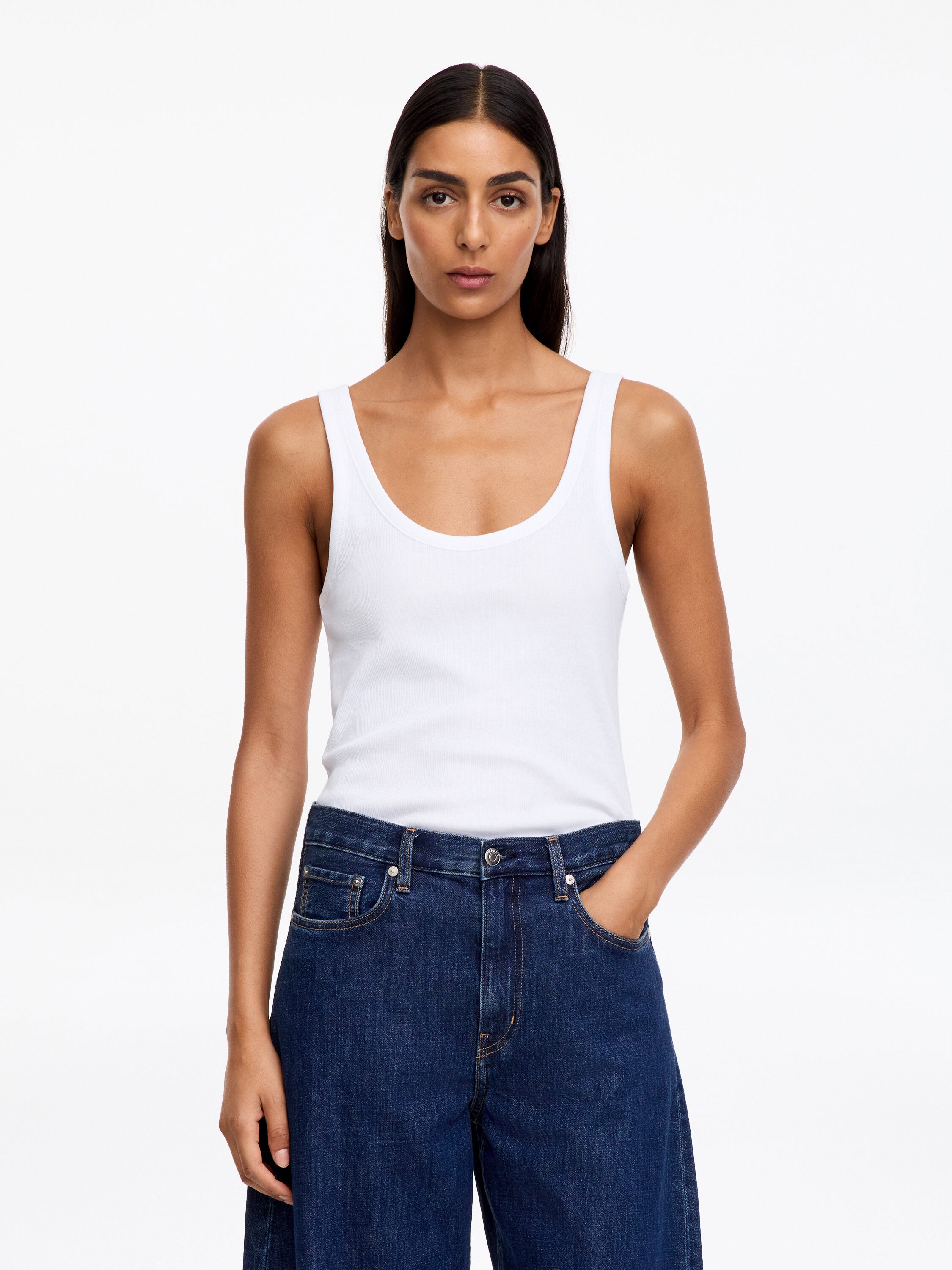 Rib Tank Top - White