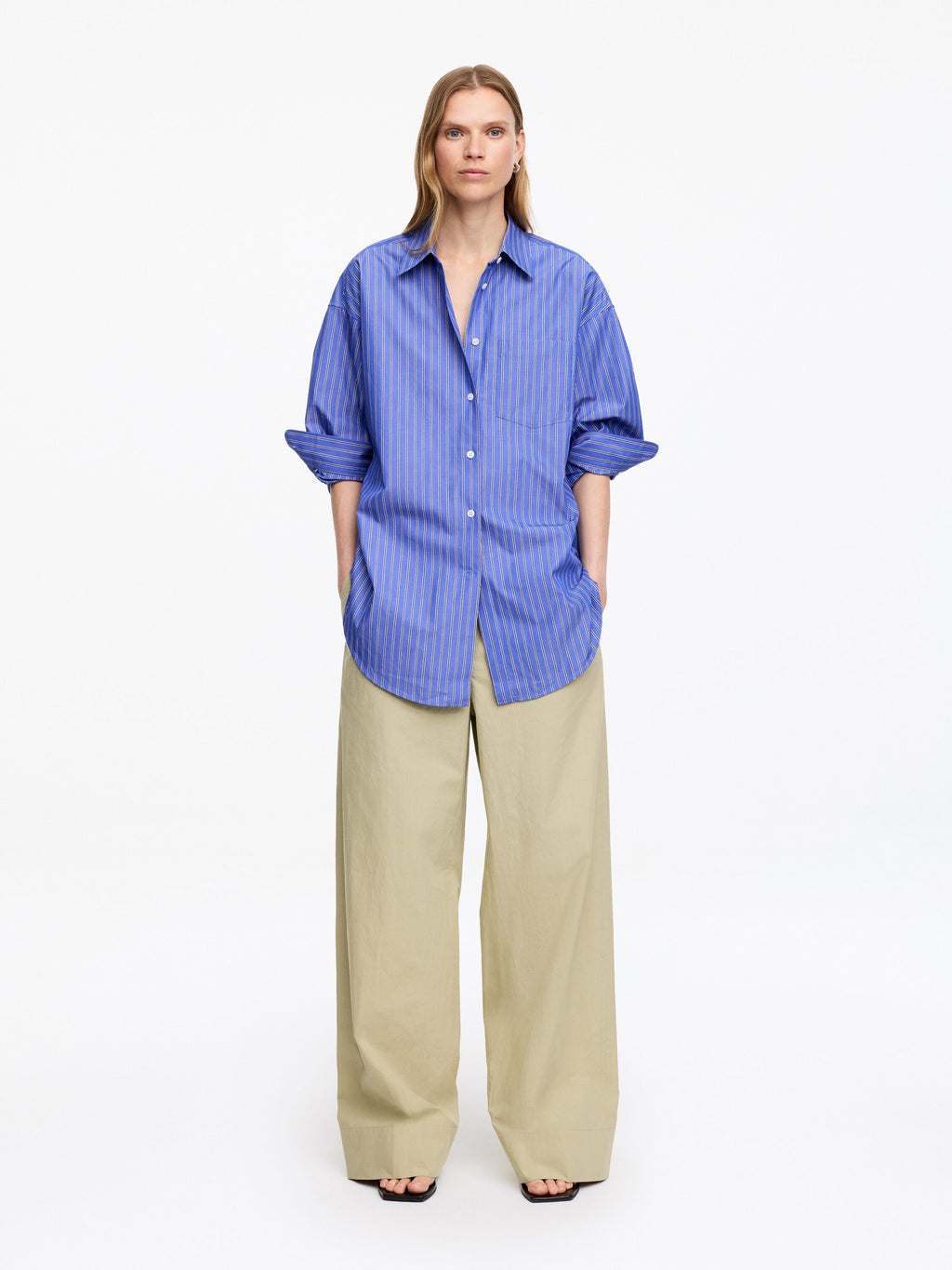 Relaxed Cotton Trousers - Beige