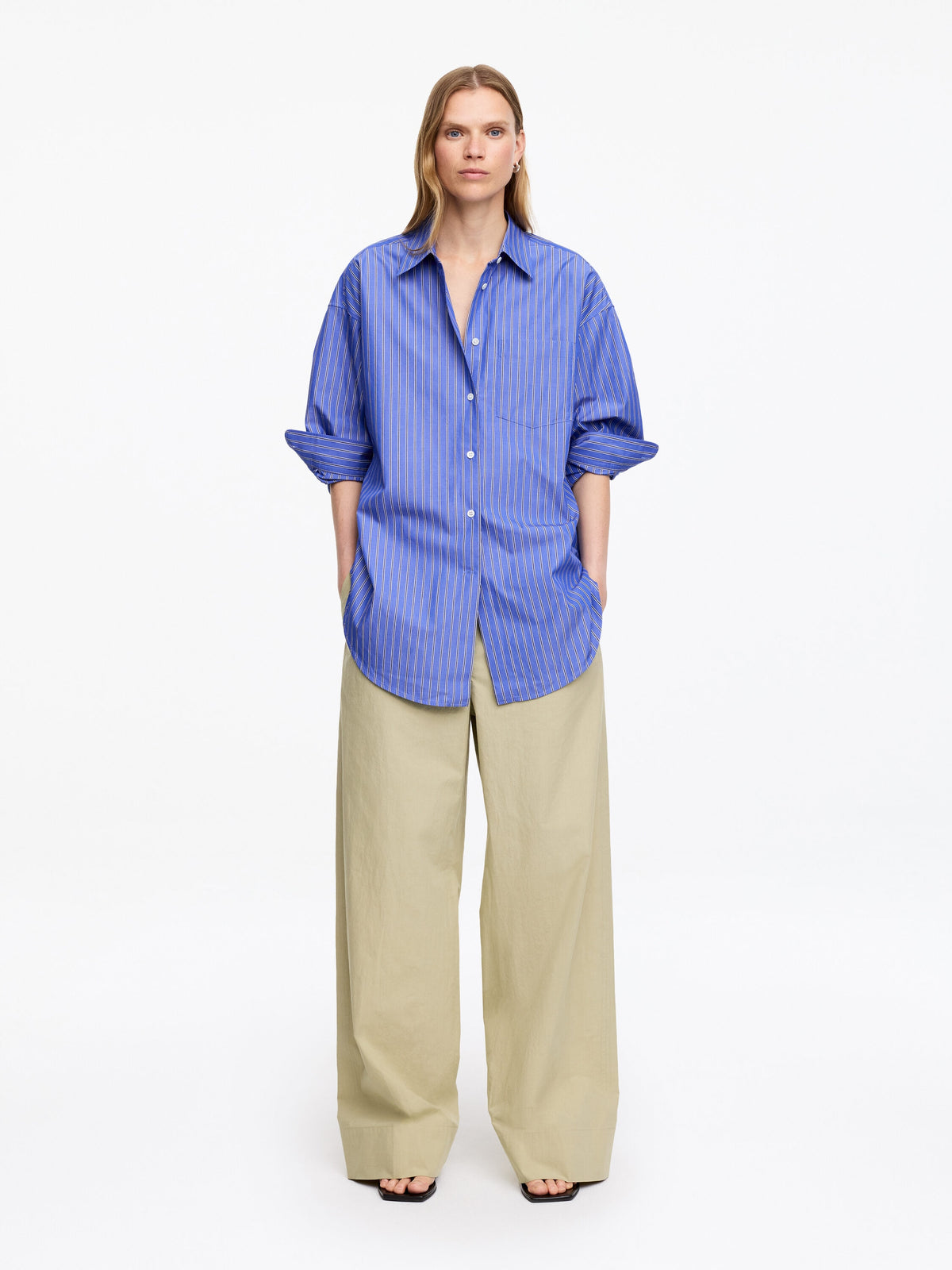 Relaxed Cotton Trousers - Beige