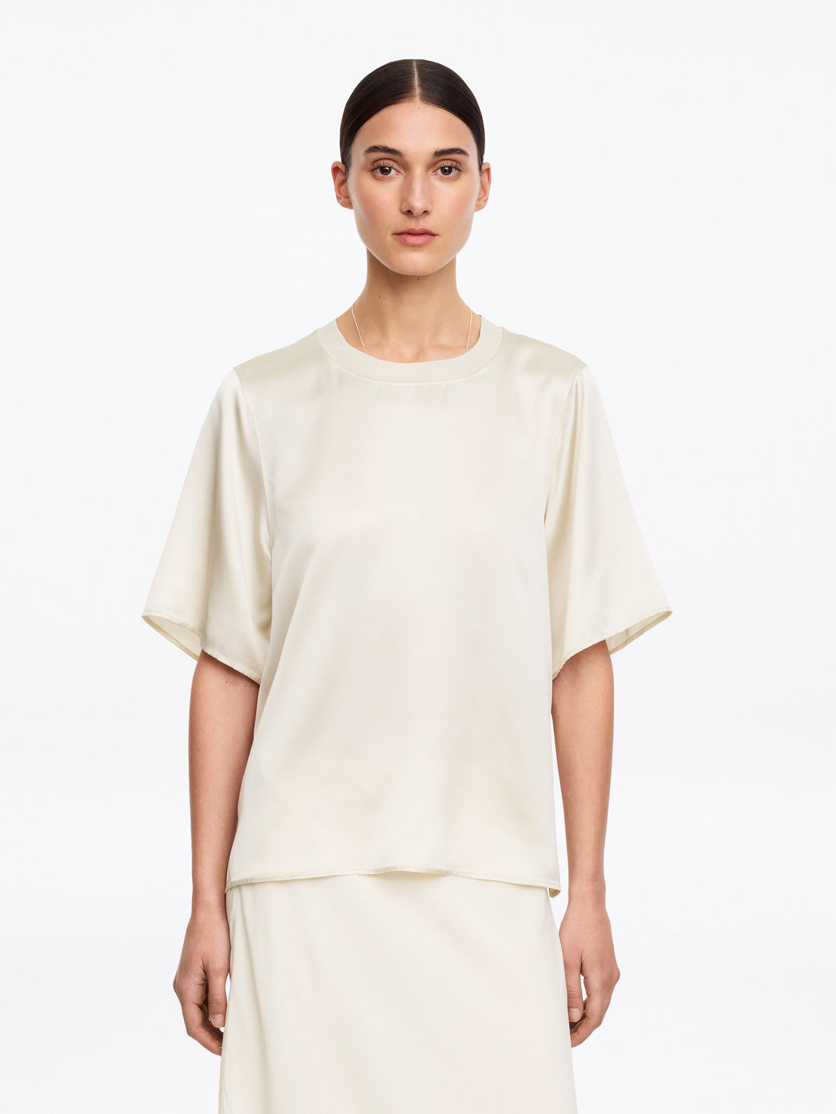 Silk Satin T-Shirt - White