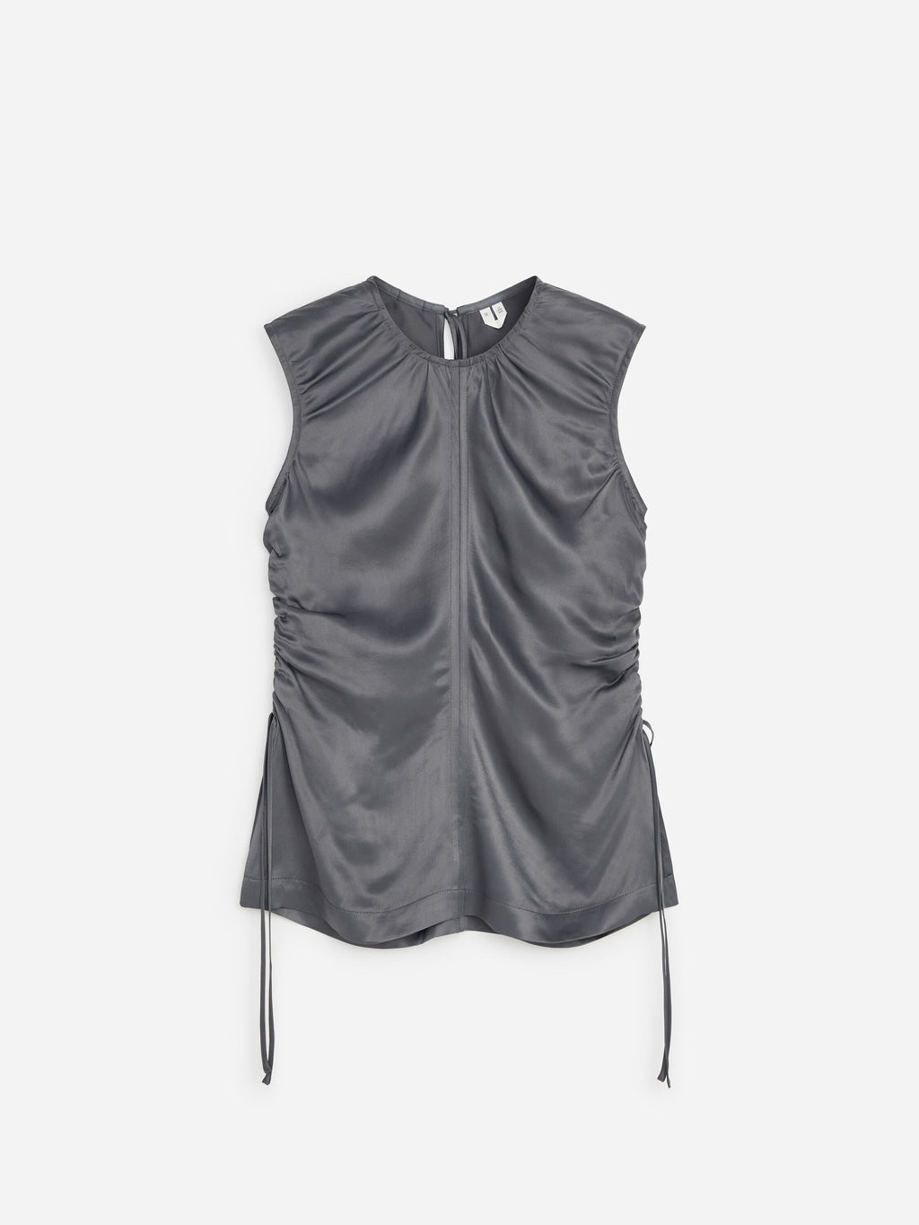 Satin Drawstring Top - Grey - Image 5