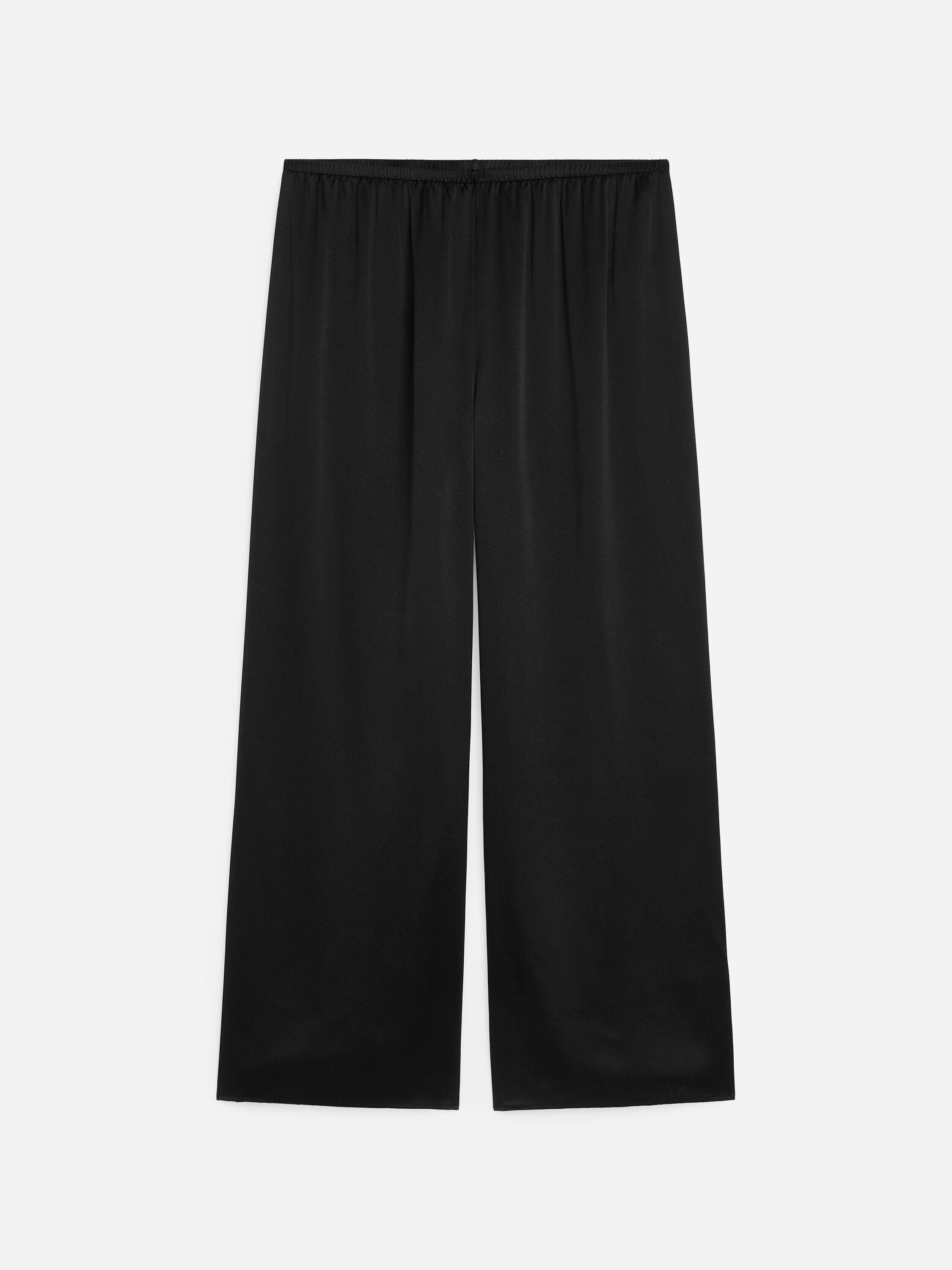Silk Satin Trousers - Black - Image 6