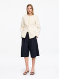 Tailored Wide-Leg Shorts - Blue