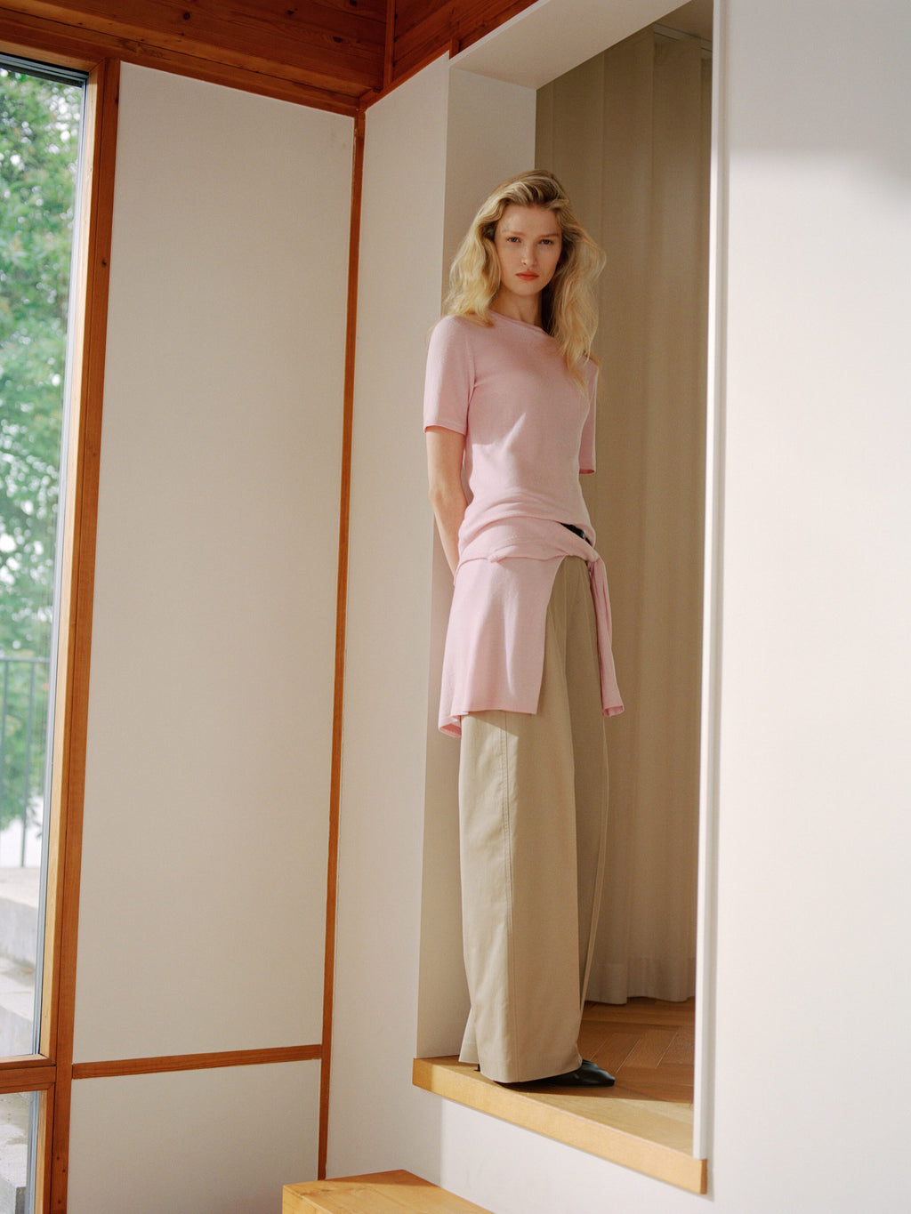 Low-Waist Chino Trousers - Beige - Image 8