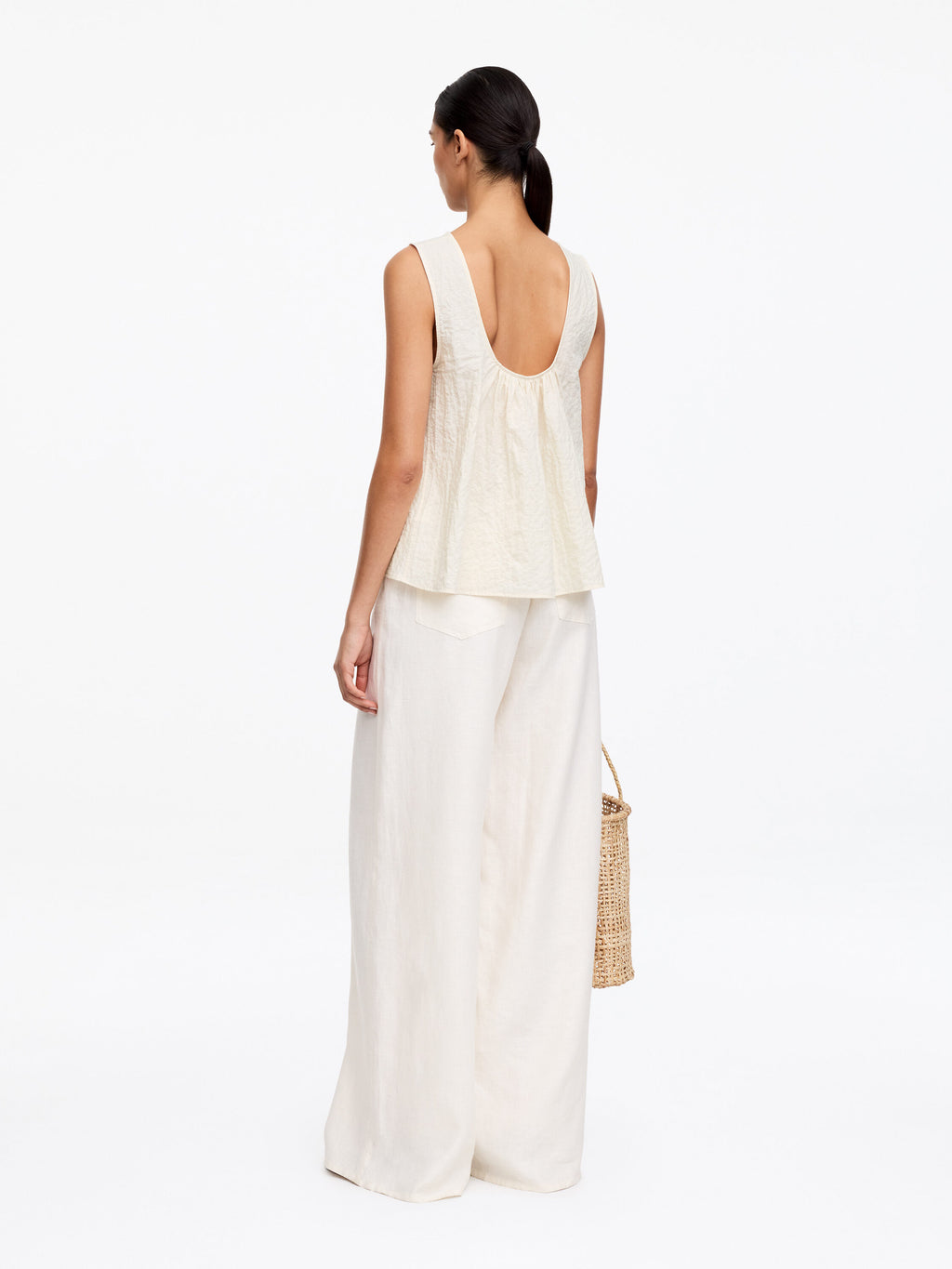 Sleeveless Seersucker Top - White - Image 3