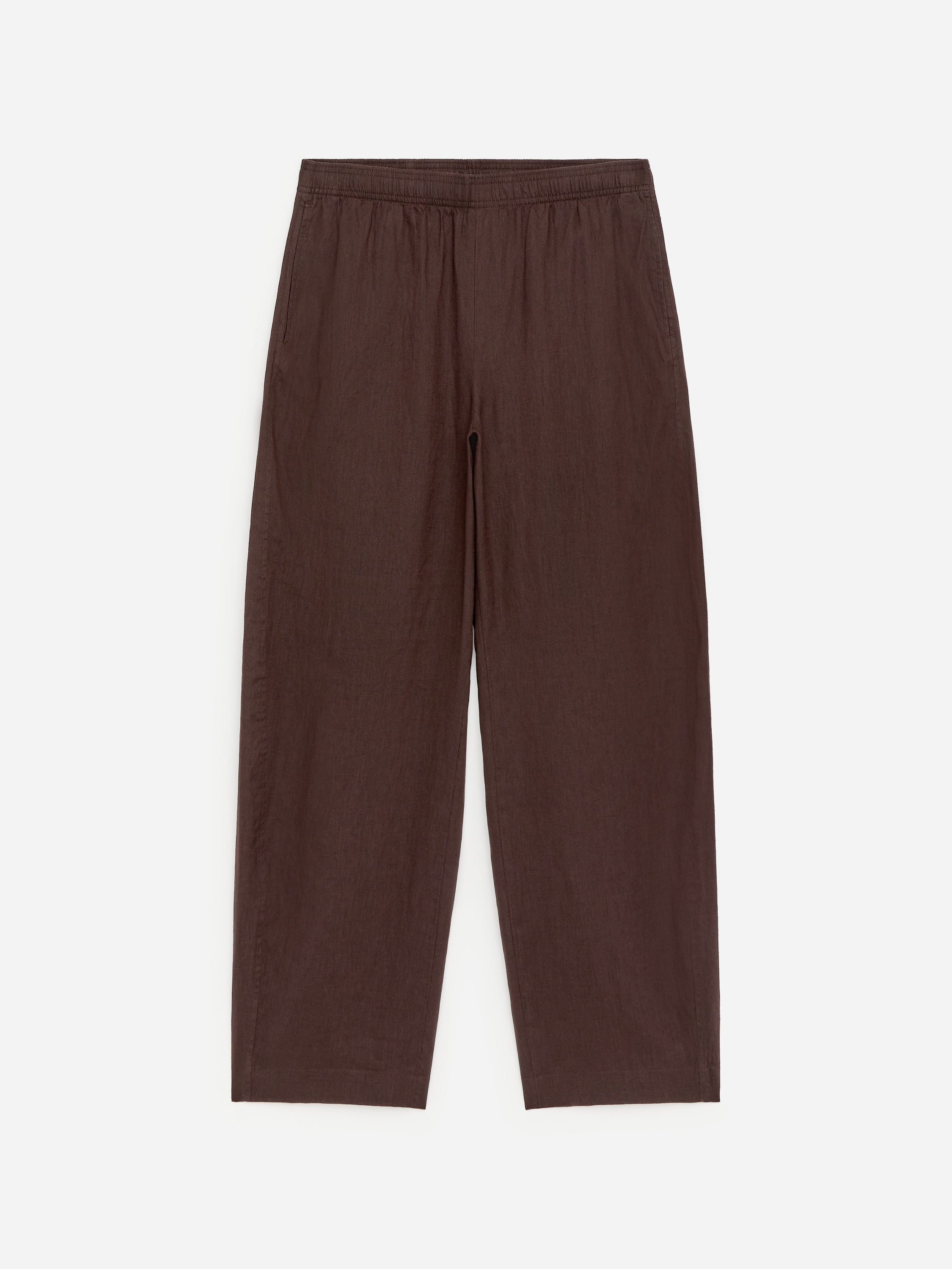Barrel Linen Trousers - Brown