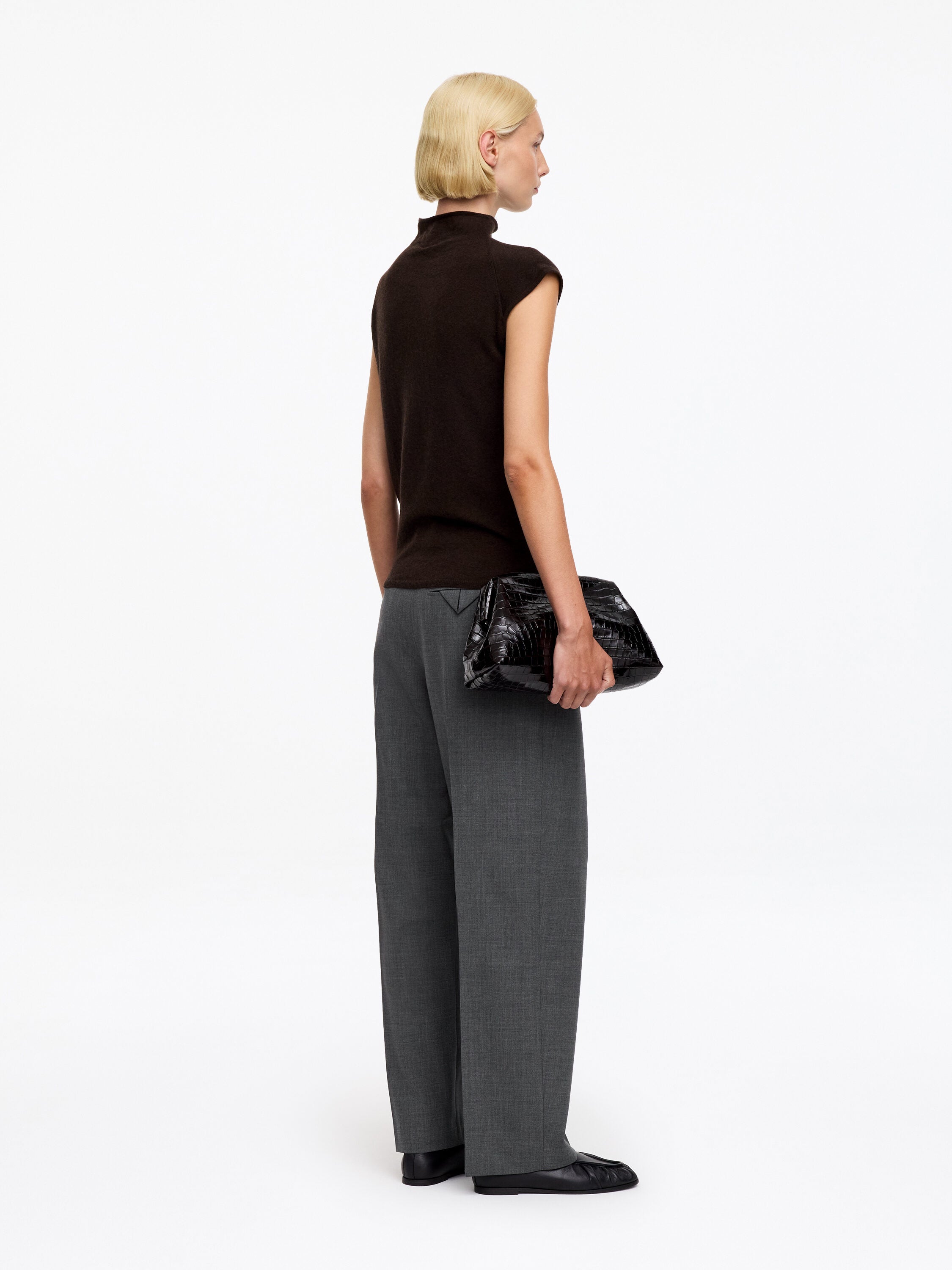 Pleated Wool-blend Trousers - Grey - Image 3