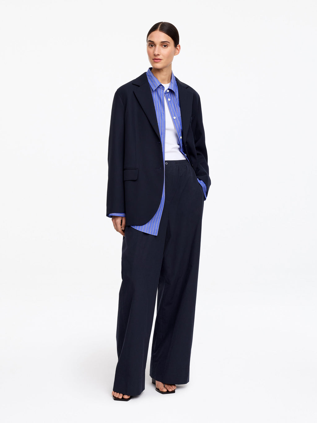 Relaxed Cotton Trousers - Blue - Image 2