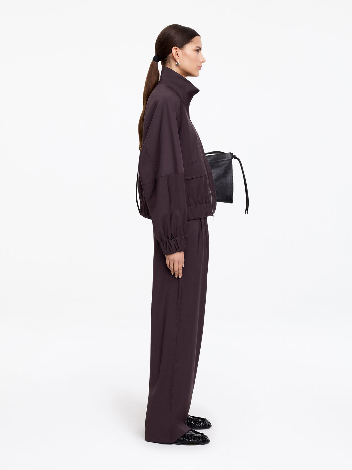 Wide Tailored Trousers - Brown - Image 3