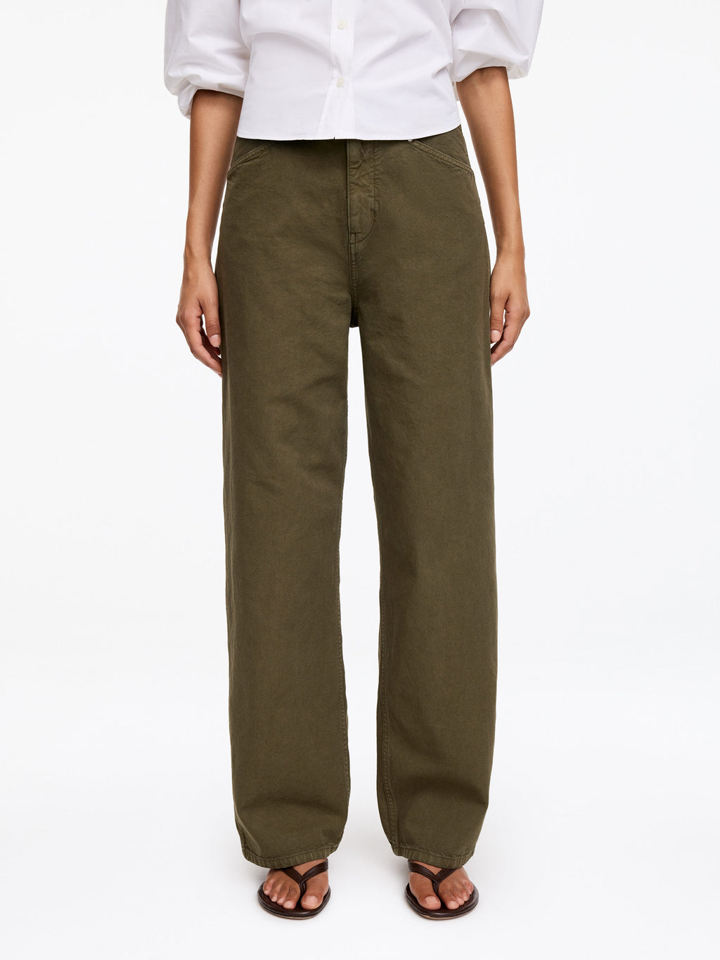 Cotton Canvas Utility Trousers - Green - Image 4