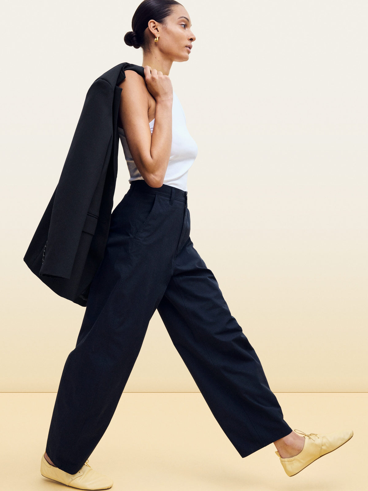 Barrel-Leg Cotton Trousers - Blue - Image 3