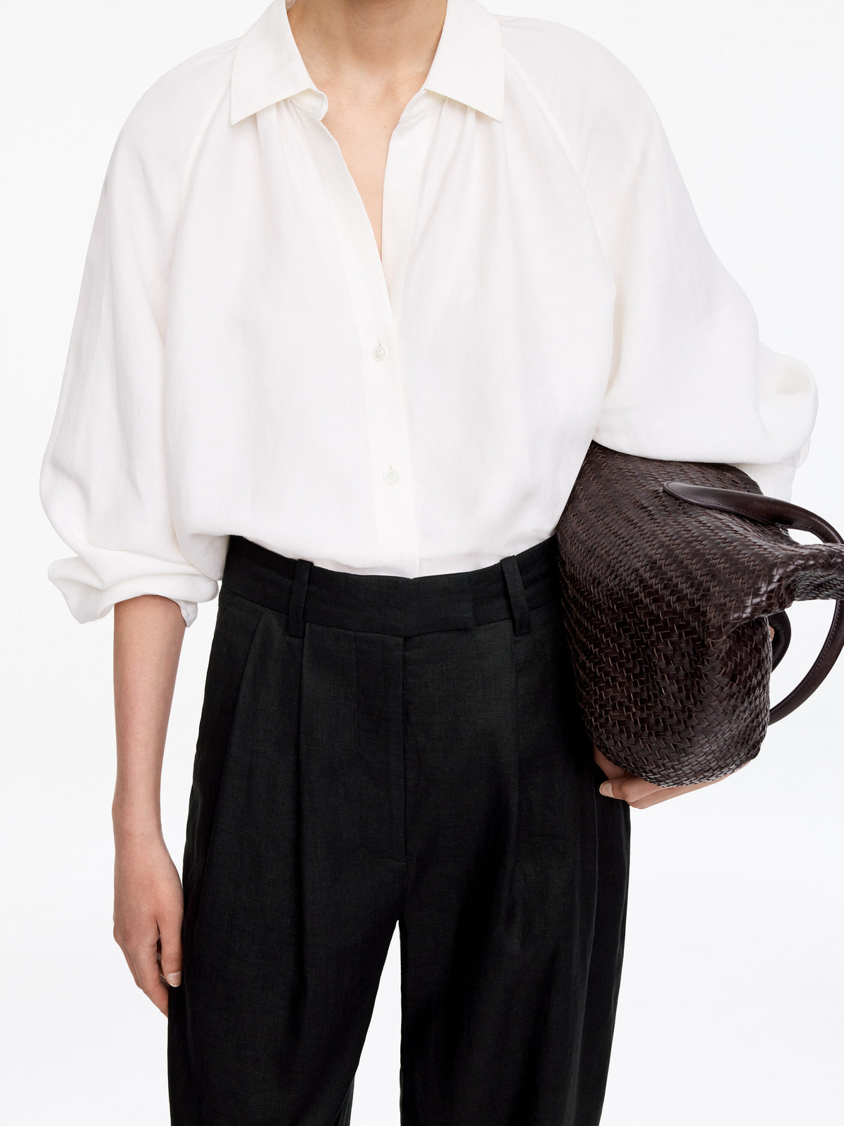 Tailored Linen Trousers - Black - Image 4